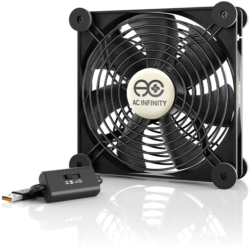 AC Infinity مروحة AC Infinity MULTIFAN S4، مروحة USB هادئة 140 مم، معتمدة من UL لتبريد خزانات أجهزة الاستقبال DVR وPlayStation وXbox والكمبيوتر - Image 1